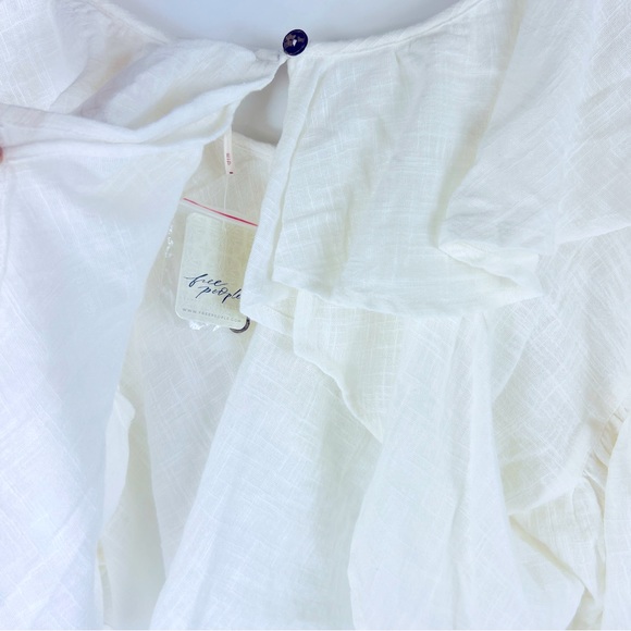 Free People Ivory Zuri Ruffle Top Blouse Off-White XS NWT - Picture 7 of 10